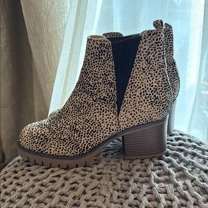 Altar'd State Brown and Black Ankle Booties with Chunky Heel